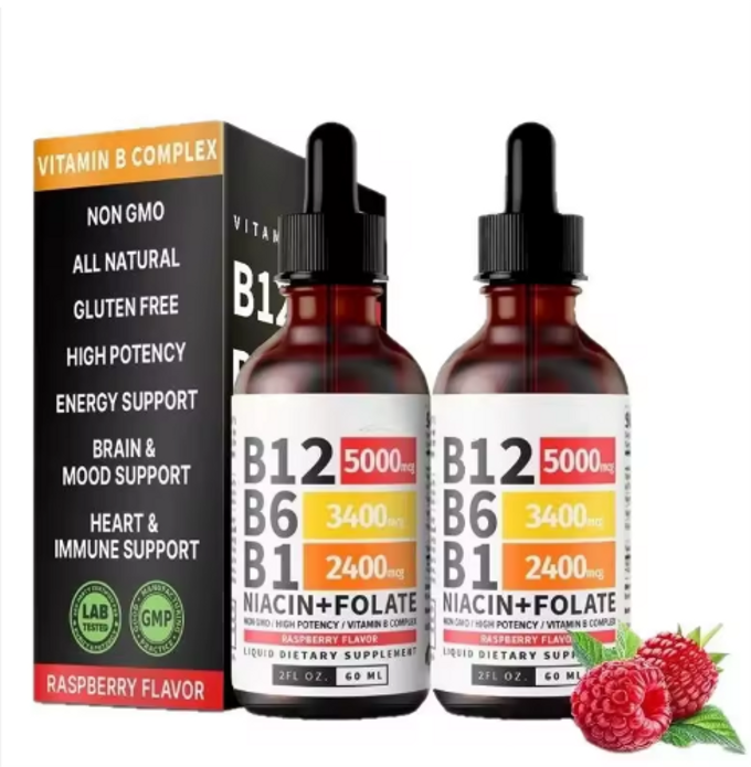 Supplément liquide de vitamine B12 à la framboise