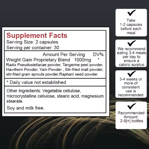 Weight Gain Pills Supplements Appetite Gain – Capsules Herborisées pour Femmes