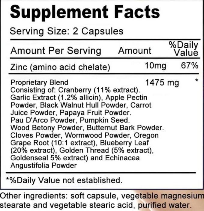 Supplément nettoyant pour l'intestin, santé digestive, santé immunitaire, et gonflage et gaz