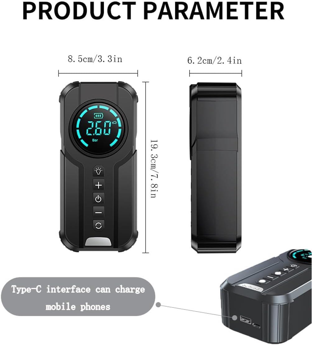 Démarreur Voiture Portable avec Compresseur d'Air