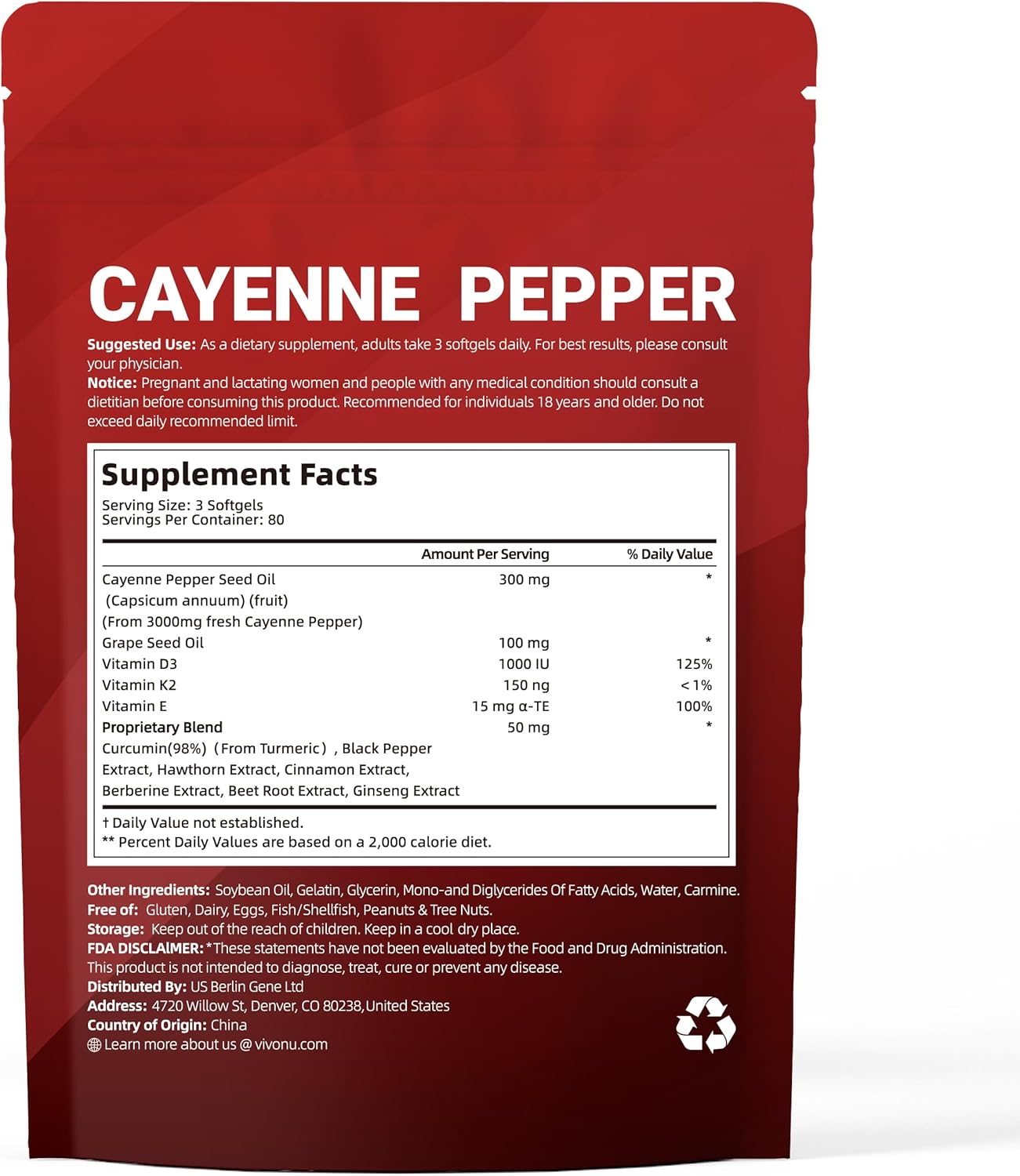 Cayenne Pepper-Complément alimentaire en capsules molles
