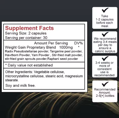  Weight Gain Pills Supplements Appetite Gain – Capsules Herborisées pour Femmes 