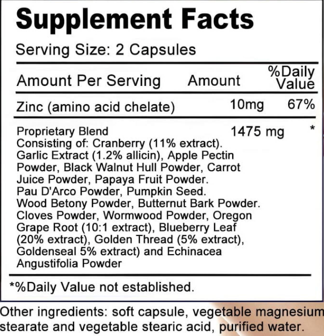 Capsule Parasites Blast Detox Complex