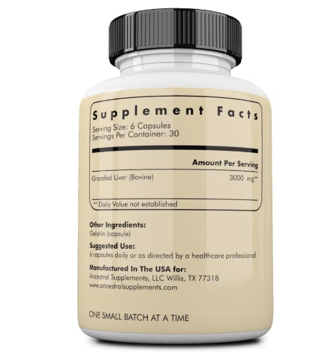 Grass Fed Beef Liver -Suppléments ancestraux Foie de bœuf