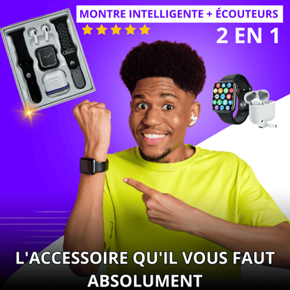 Montre Connectée 2 en 1 avec Écouteurs Intégrés